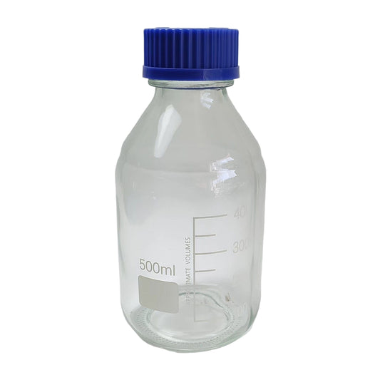 CHROMSPEC AQ Reagent Bottle, 500 mL, Clear Glass, with Blue Screw Cap, 1/pk