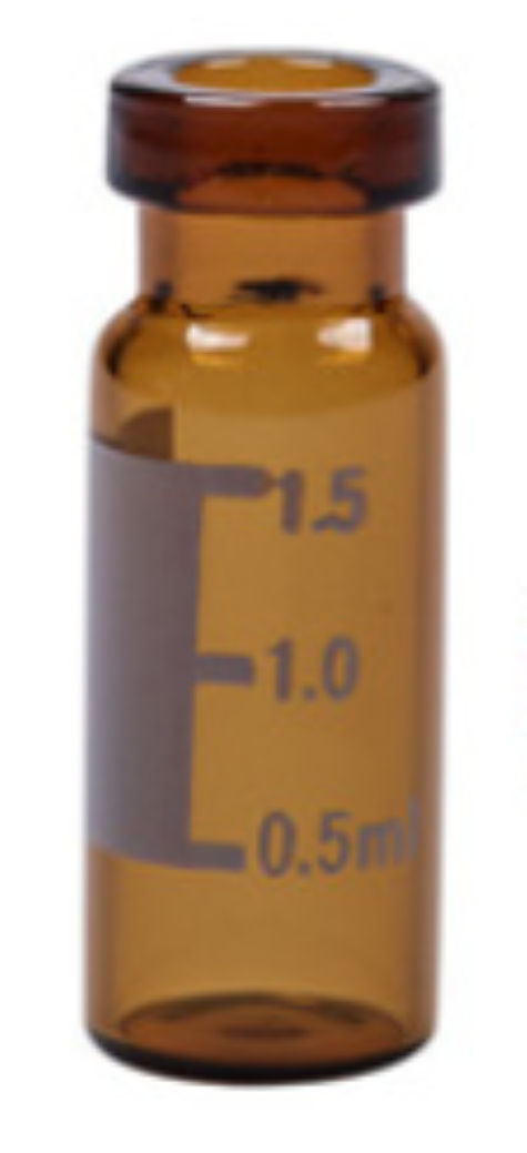 CHROMSPEC AQ Crimp Top Vial, 2.0 mL, 12 x 32 mm, Wide ID, Amber Glass, 11 mm Crimp, with Write on Spot