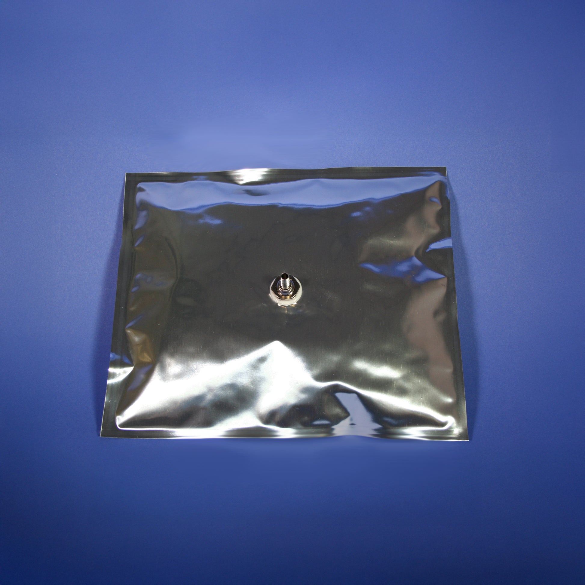 Image of TDPA0606R - Foil Gas Sampling Bag, 6  x6  0.6L, CHROMSPEC, Roberts Nickel Plated On/Off Valve with 1/4  Barbed Stem