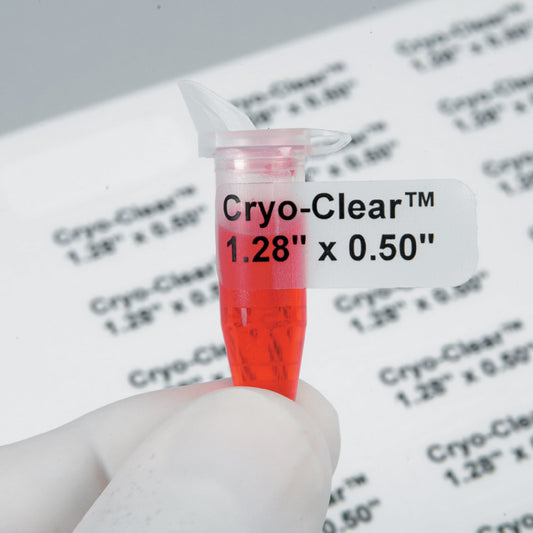 Cryo-Clear, Clear Labels For 0.5 mL Tubes, 0.94 Inch L x 0.5 Inch W, 119/Sheet, 2380/Box