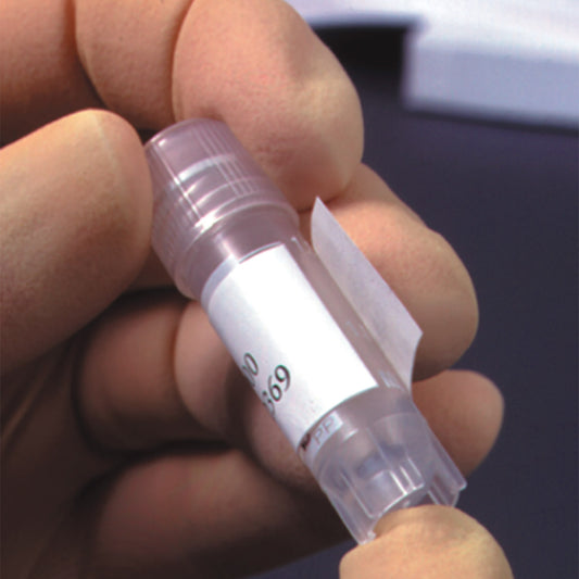 Large Laser Cryo-Tags, 1.69" L x 0.75" W, White.  Labels/Sheet: 52. Labels/Package: 1040
