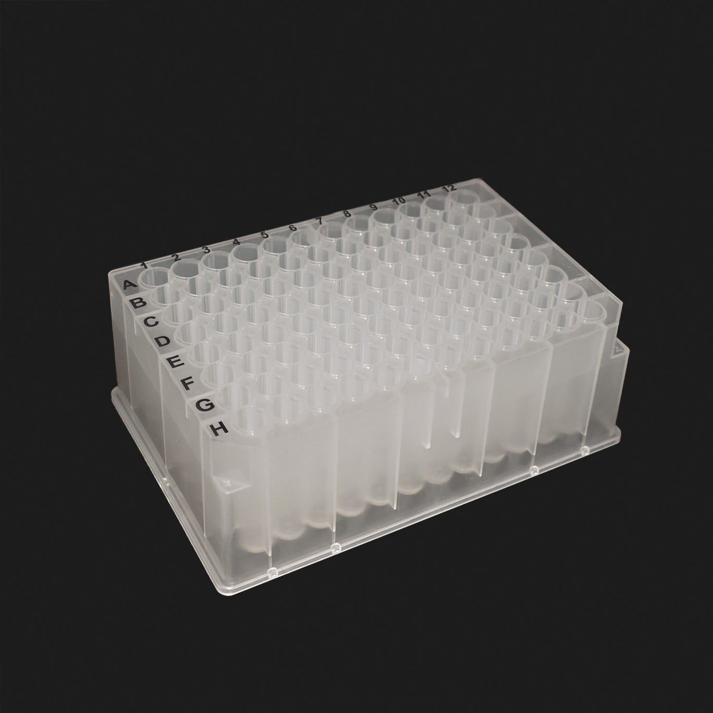 OptiWell™ Deep Well Plate, 96 Round Well, 2.0 mL, 44.3 mm height, U-Bottom, for Hamilton, Black Alphanumeric Printing, PP, Sterile, 10 bags of 5 pieces, 50/cs