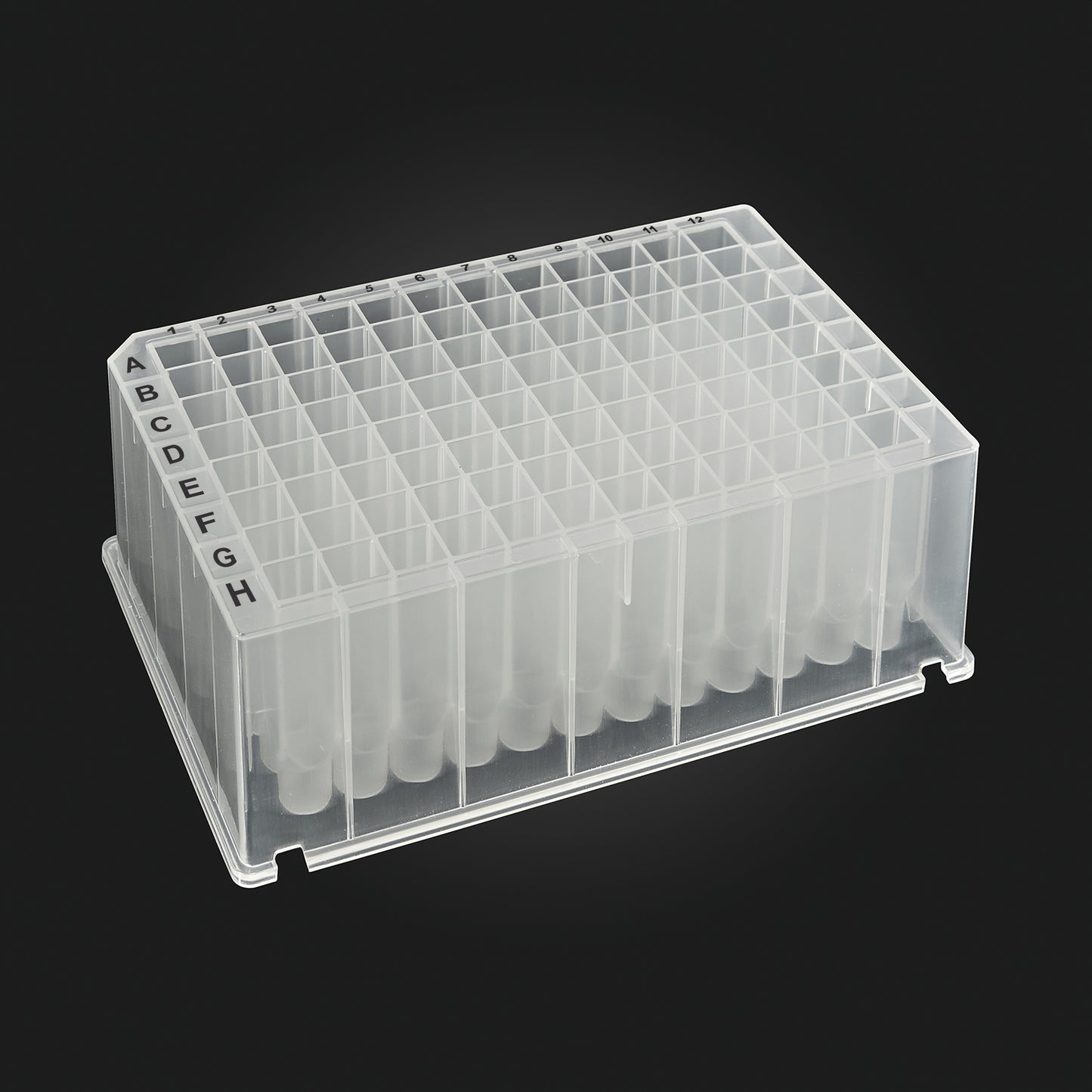 OptiWell™ Deep Well Plate, 96 Square Well, 2.2mL, 44.2mm height, V-bottom, for Kingfisher and Accuris IsoPURE, Black Alphanumeric Printing, PP, 10 bags of 5 pieces, 50/cs