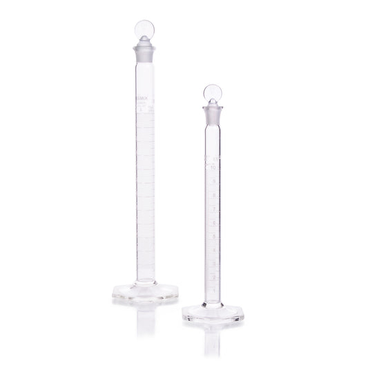 KIMBLE® KIMAX® Graduated Mixing Cylinders, Class A, TC, Serialized and Certified, with Pennyhead Glass Stopper, 500 mL, ea