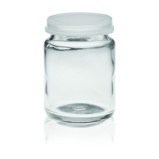 WHEATON® Sample Bottle, 30 mL, 50 x 37 mm, Clear Type III Glass, with LDPE Snap Cap, 72/pk