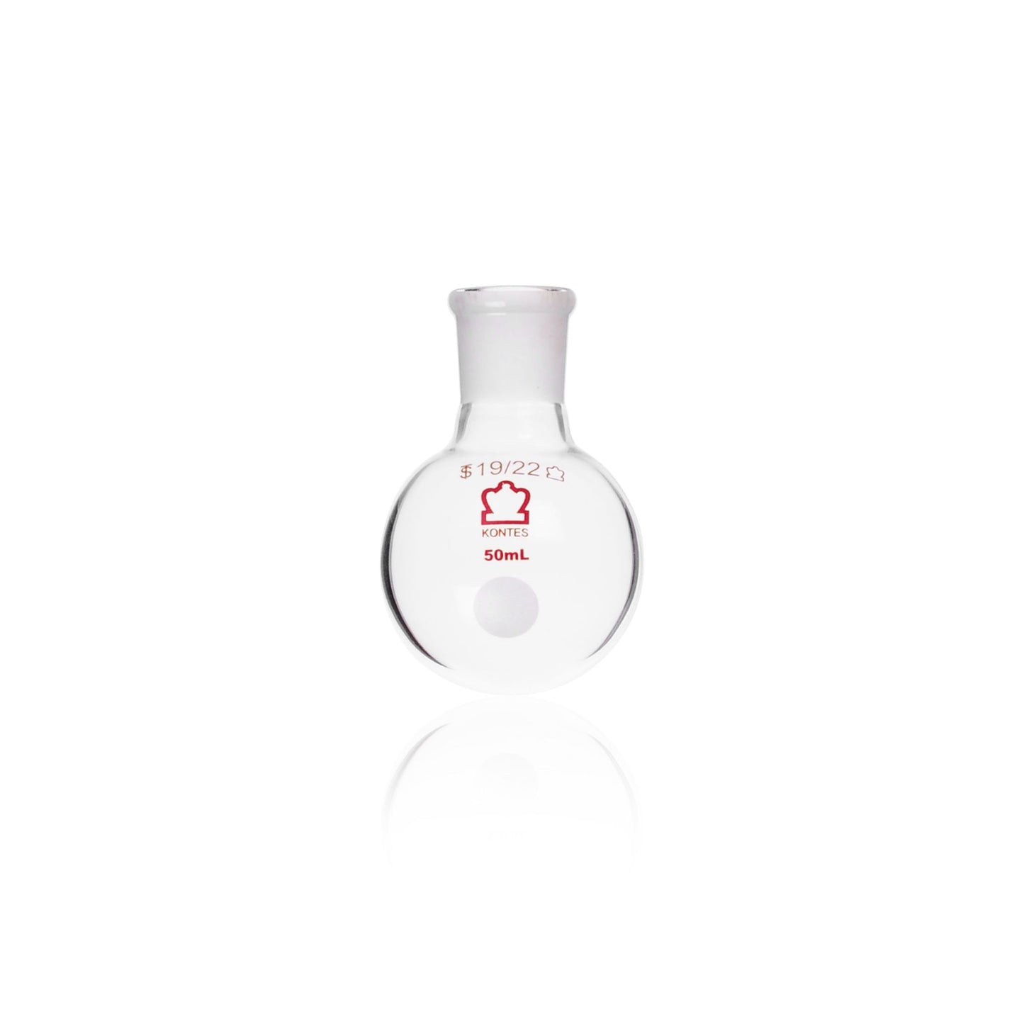 KIMBLE® KONTES® Single Neck Heavy Wall Round Bottom Flask, 19/22, 50 mL, 1/pk