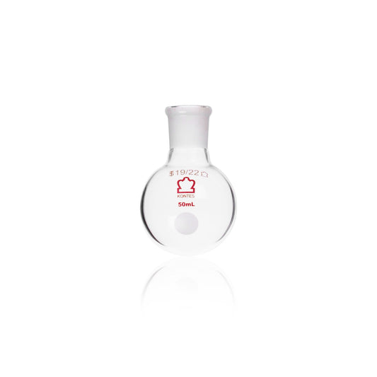 KIMBLE® KONTES® Single Neck Heavy Wall Round Bottom Flask, 19/22, 50 mL, 1/pk