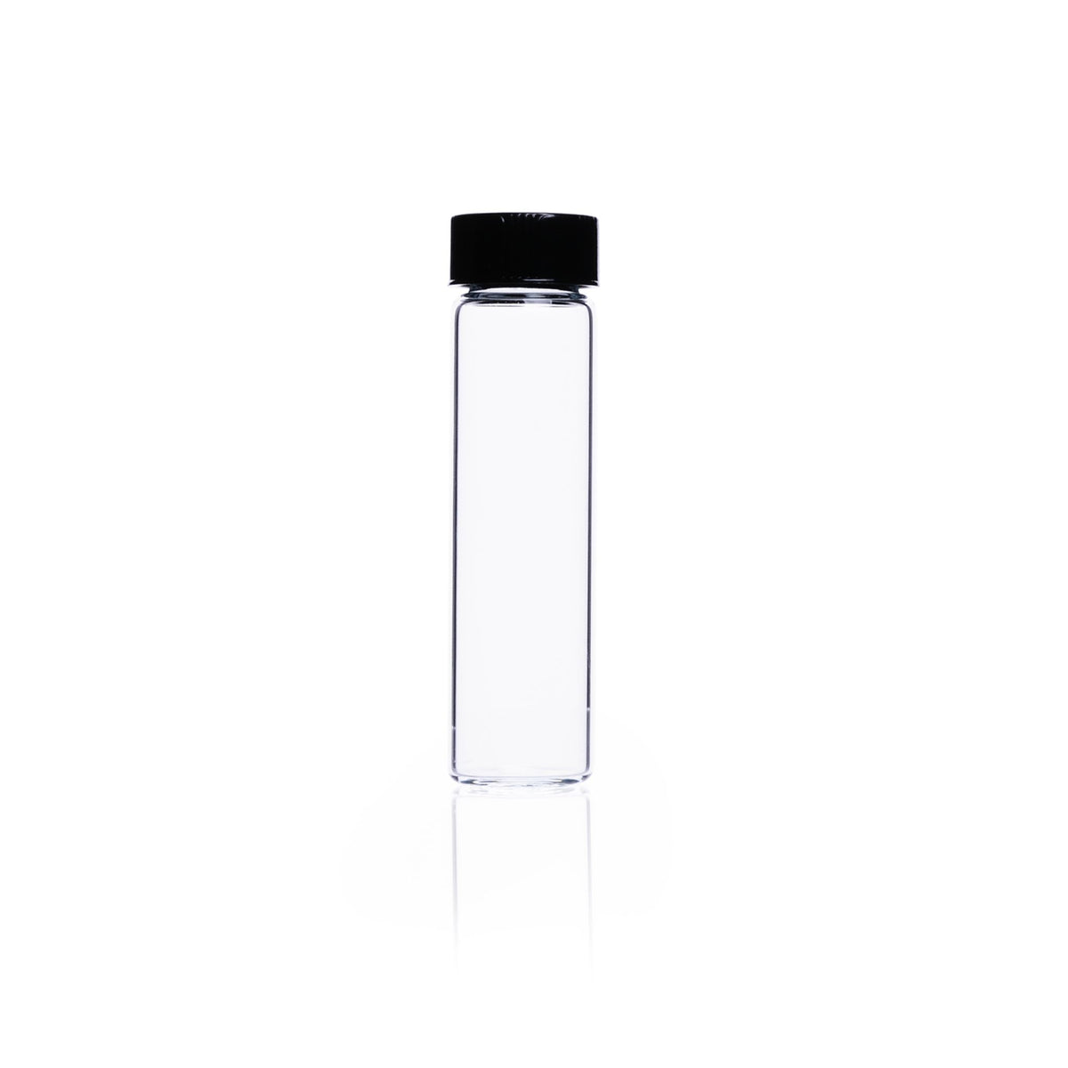 KIMBLE® Clear Sample Vial, 24 mL, with Unattached 20-400 Closed Top Black Phenolic Screw Cap and Polyvinyl-Faced Pulp Liner