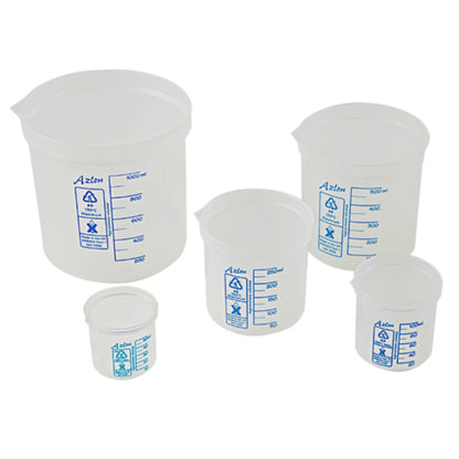 Azlon Square Ratio Beakers, PP, 500 mL, 10/pk
