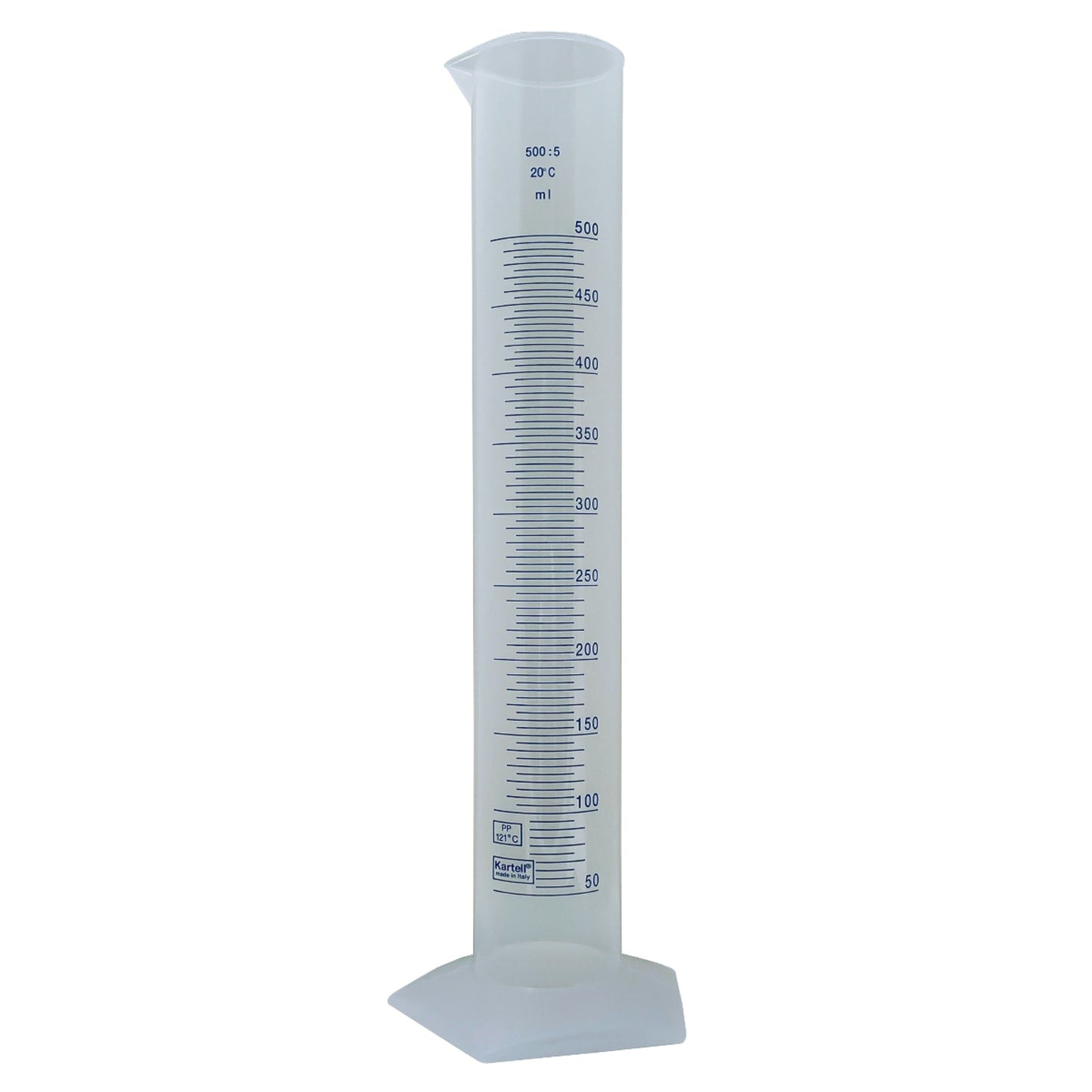 Kartell® Plastic Graduated Cylinders, 500 mL, Printed, PP, 8/pk