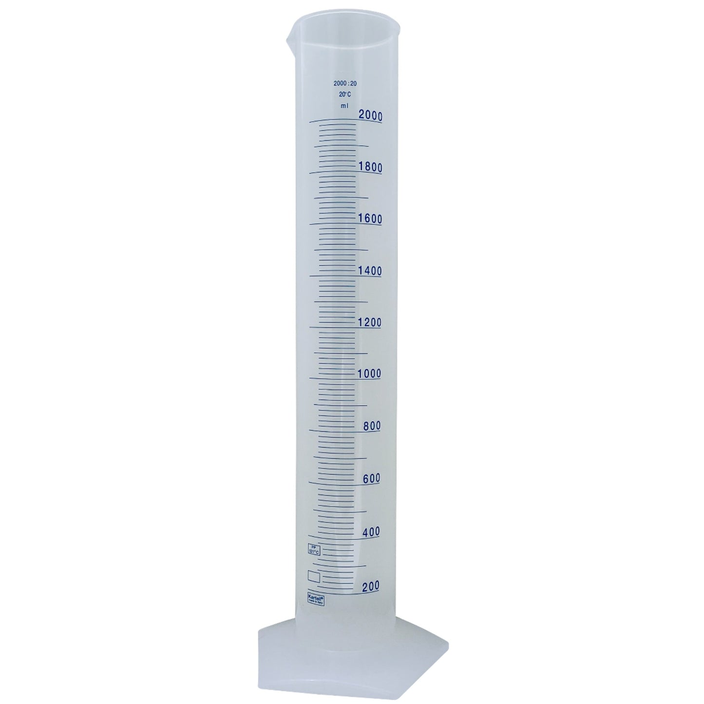 Kartell® Plastic Graduated Cylinders, 2000 mL, Printed, PP,  4/pk