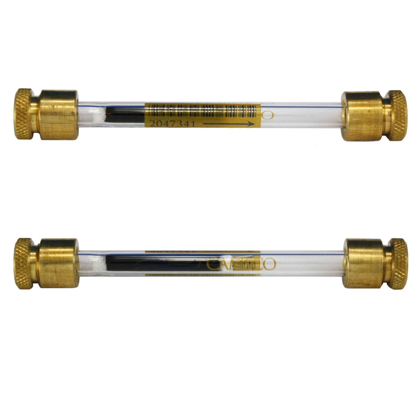 1/4" x 3.5" Glass Tube, Air Toxics, Unconditioned, Brass Analytical Cap, For Perkin Elmer, Markes & Shimadzu, Minimum Order Quantity of 10