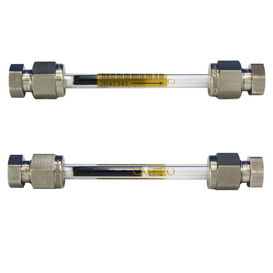 1/4" x 3.5" Glass Tube, Carbograph 2TD 60/80 / Carbograph 1TD 40/60 / Carbosieve SIII 60/80 Unconditioned, Swagelok SS Compression Cap, For Perkin Elmer Markes & Shimadzu, Minimum Order Quantity of 10