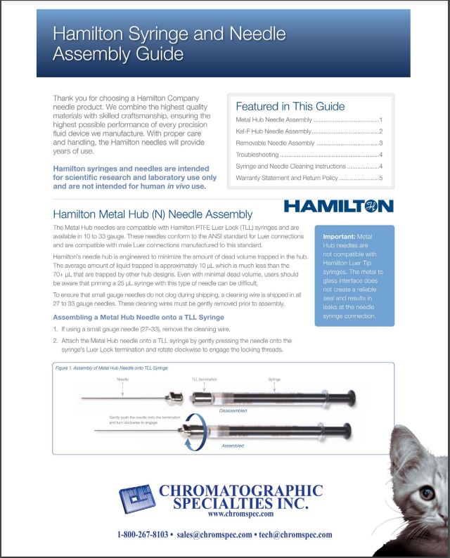 Hamilton Syringe and Needle Assembly Guide