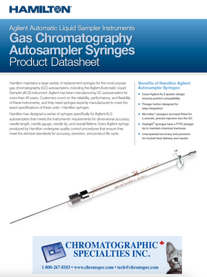 Syringe Agilent GC Autosampler Syringes Product Datasheet