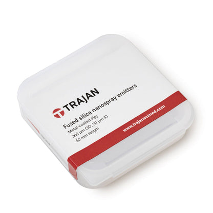Trajan Tapered Nanospray Emitter, Distal-coated (40 mm), 360 µm, 20 µm ID, 50 mm length, 13 deg, 5/pk
