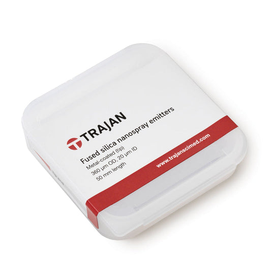 Trajan Tapered Nanospray Emitter, Distal-coated (40 mm), 360 µm, 20 µm ID, 50 mm length, 13 deg, 5/pk