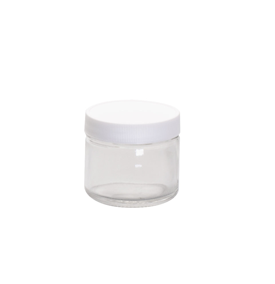 2 oz, 60 mL, Short Wide Mouth Jar, 55x48 mm, 53-400 mm Thread, White Closure, PTFE Lined