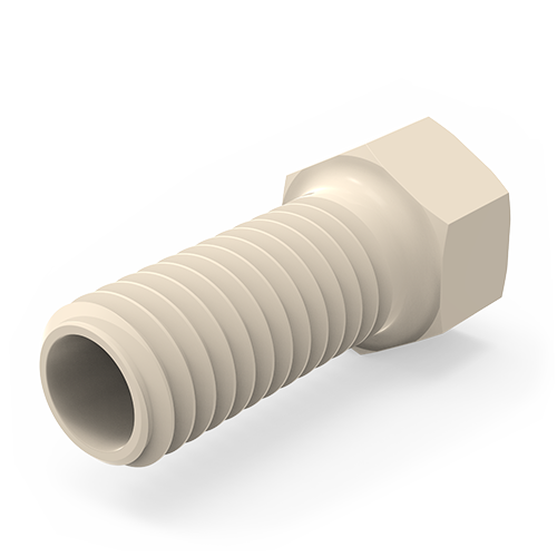 1/16" PEEK Nuts for use with Double Ferrules, Hex-Head Long, 10-32, 5/pk