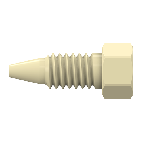 Fitting, PEEK HT, 1/32" One-piece Hex-head Short, Natural, 6-40, 9000 psi, 10/pkg, Including CNFT