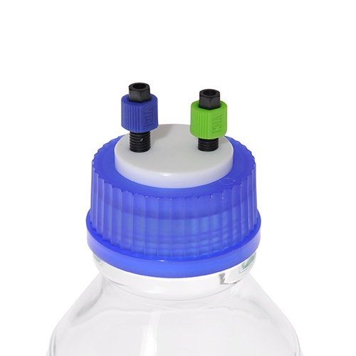 VICI Cap Kit, GL45 Cap - 2 Ports, 1L Safety Coated Bottle, 3m PFA Tubing, 1 No-Met Mobile Phase Filter 5µm