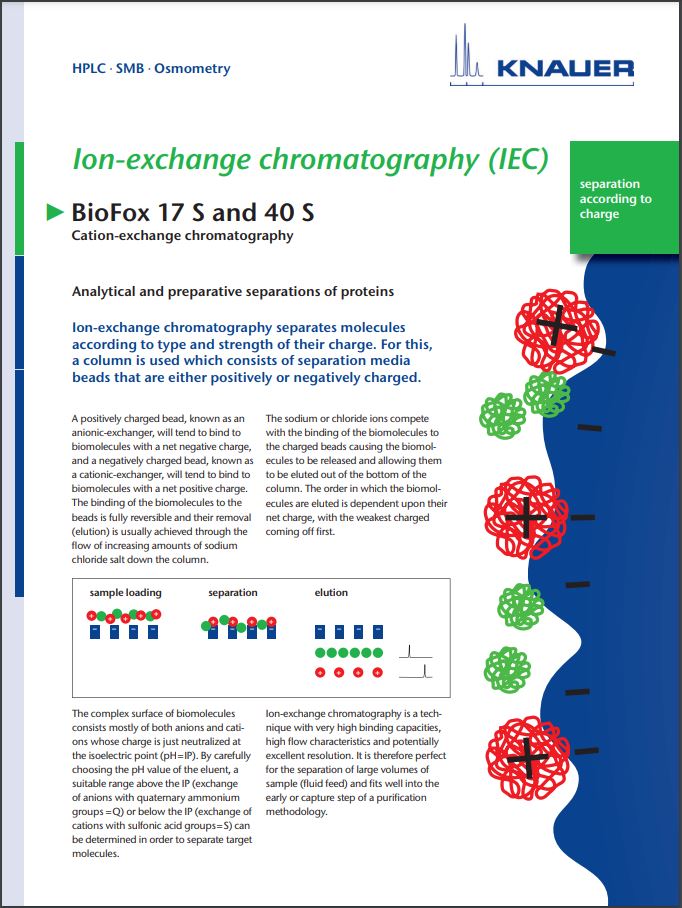 Ion-exchange chromatography (IEC) BioFox 17 S and 40 S (Cation-exchange chromatography)