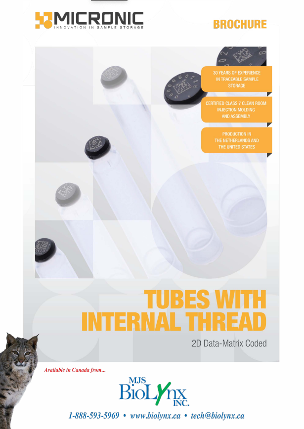 Tubes with Internal Thread - 2D Data-Matrix Coded