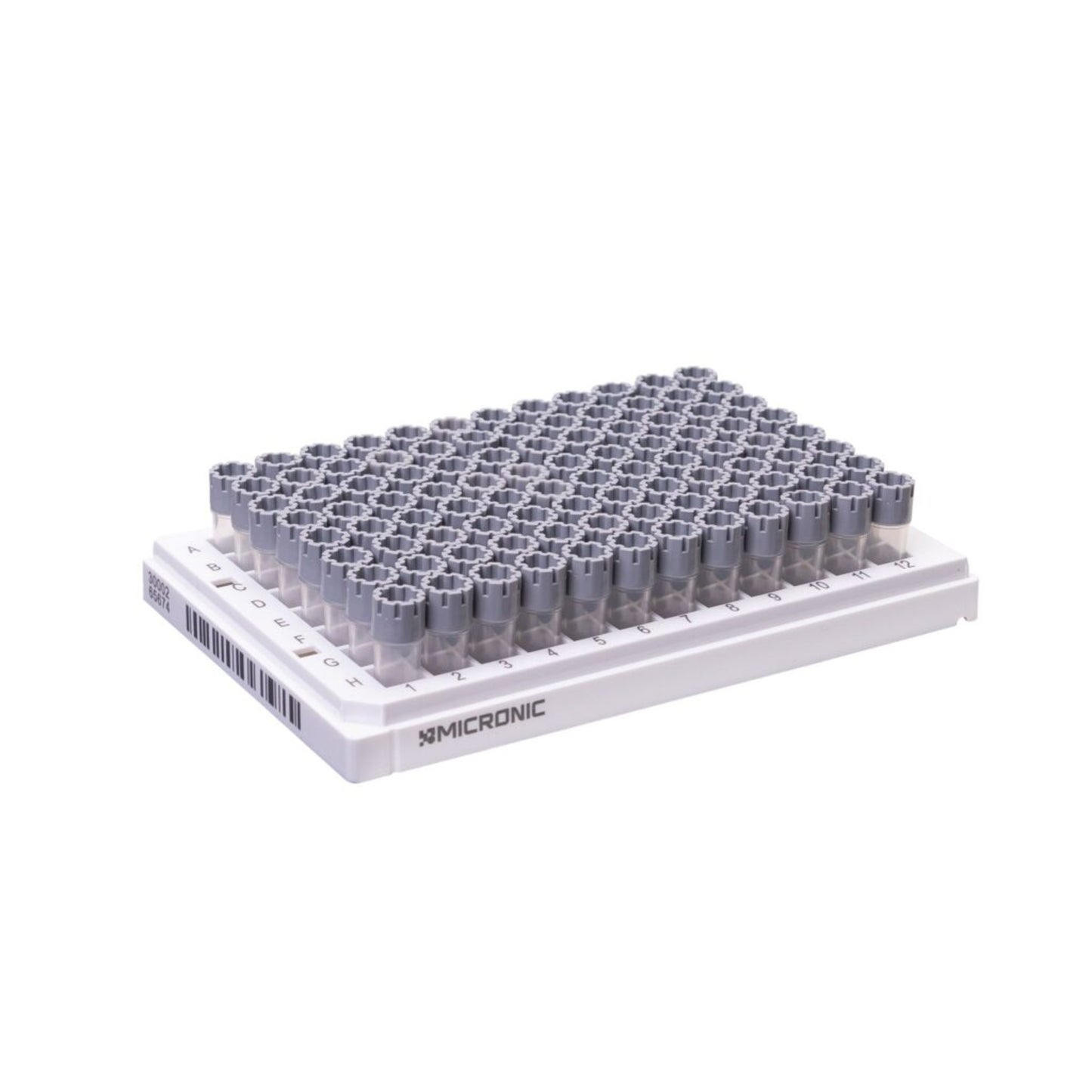 0.40 mL 2D Data-Matrix coded Screw Cap tubes with External Thread V-bottom Precapped with Grey Screw Cap IG in Micronic 96-1 Rack with high cover (Barcoded A1-H1 side), 4 x 10 racks