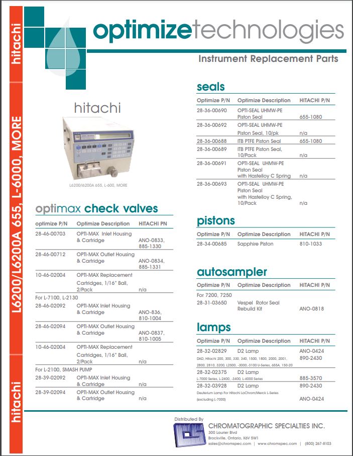 HITACHI L6200.L6200A, 655, L-6000 Replacment Parts