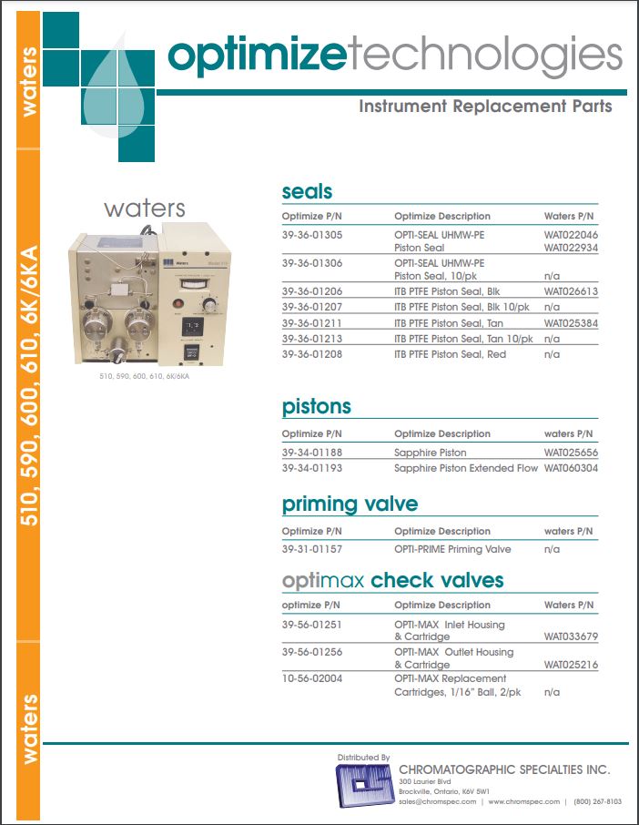 Waters  510, 590, 600, 610, 6K/6KA Instrument Replacment Parts