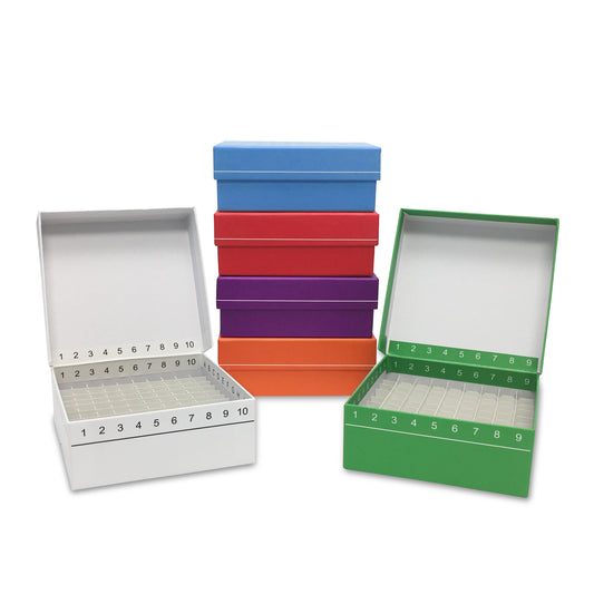 FlipTop™ Carboard Freezer Box with Attached Hinged Lid, 2 inch, 81-Place, White, 5/pk