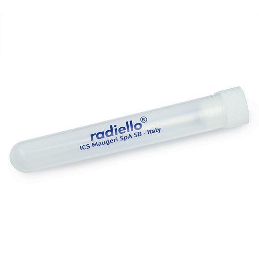 Pk.100 empty plastic tubes with stopper, 12 mL