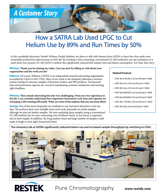 How a SATRA Lab Used LPGC to Cut  Helium Use by 89% and Run Times by 50%