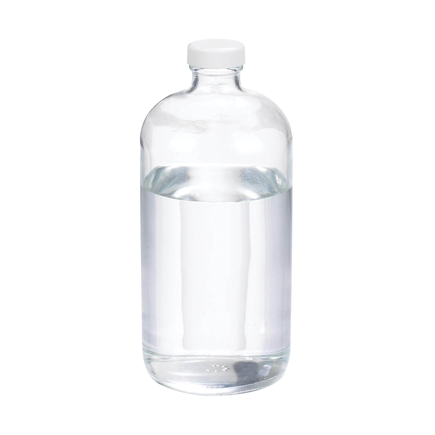 WHEATON® Boston Round Bottle, 32oz, clear, white Polypropylene, PTFE faced foamed Polyethylene, 12/pk