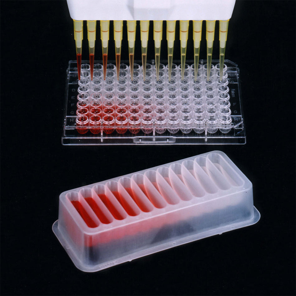 Image of US13011212 - Twelve Well Polypropylene Reservoir with Lid, Individually Wrapped, Sterile, 20/Pack. 5 Ml/Well.