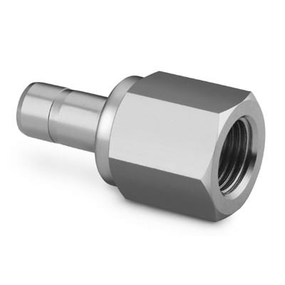 Female Tube Adapter, 1/4" Tube OD x 1/4" Female ISO Parallel (Gauge) Thread, SS