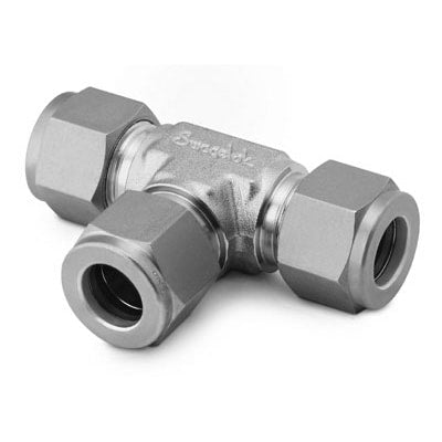 Stainless Steel Swagelok Tube Fitting, Reducing Union Tee, 1/4 in. x 1/4 in.x 1/8 in. Tube OD
