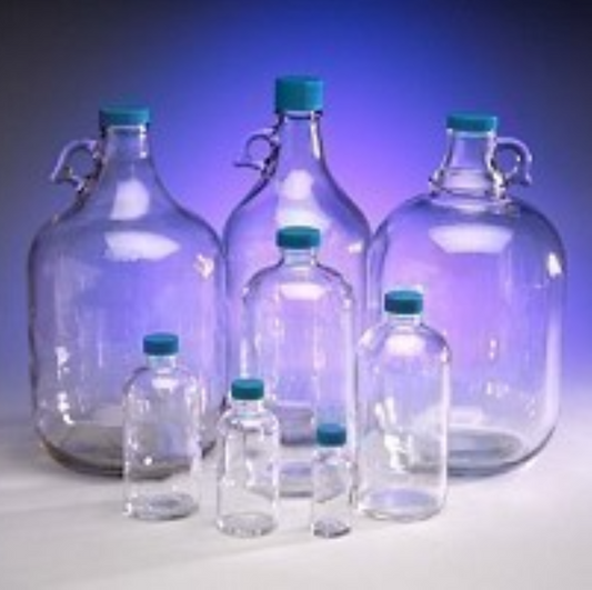 Bottle, Boston Round, 4000mL Clear Glass, with 38-400 PV Lined Phenolic Cap, 4/pk