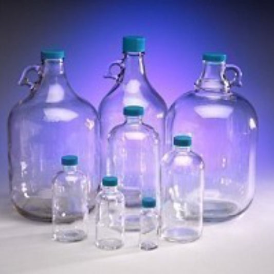 Bottle, Boston Round, 125 mL, Clear Glass, with PTFE Lined Closed Top Cap, 3000 Class, 24/pk