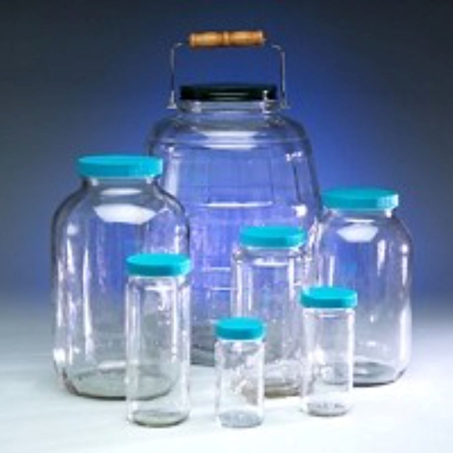 Jar, 2000 mL, Tall, Wide Mouth, Clear Glass, 83-400 PTFE Lined Closed Top Cap, 2000 Class, 6/pk