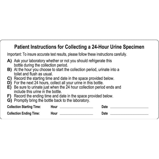 Labels for Urisafe® and Uritainer™ containers, Patient Instruction Label