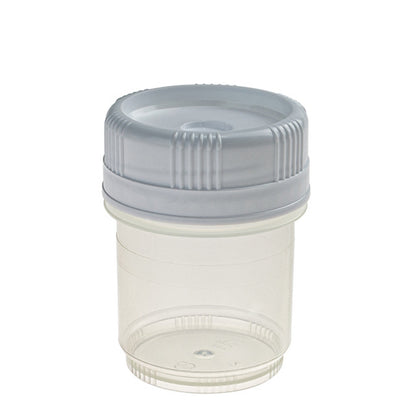 SecurTainer™ III, 60 mL, Transparent PP, with White PE Screw Closure, Non-sterile, 500/pk