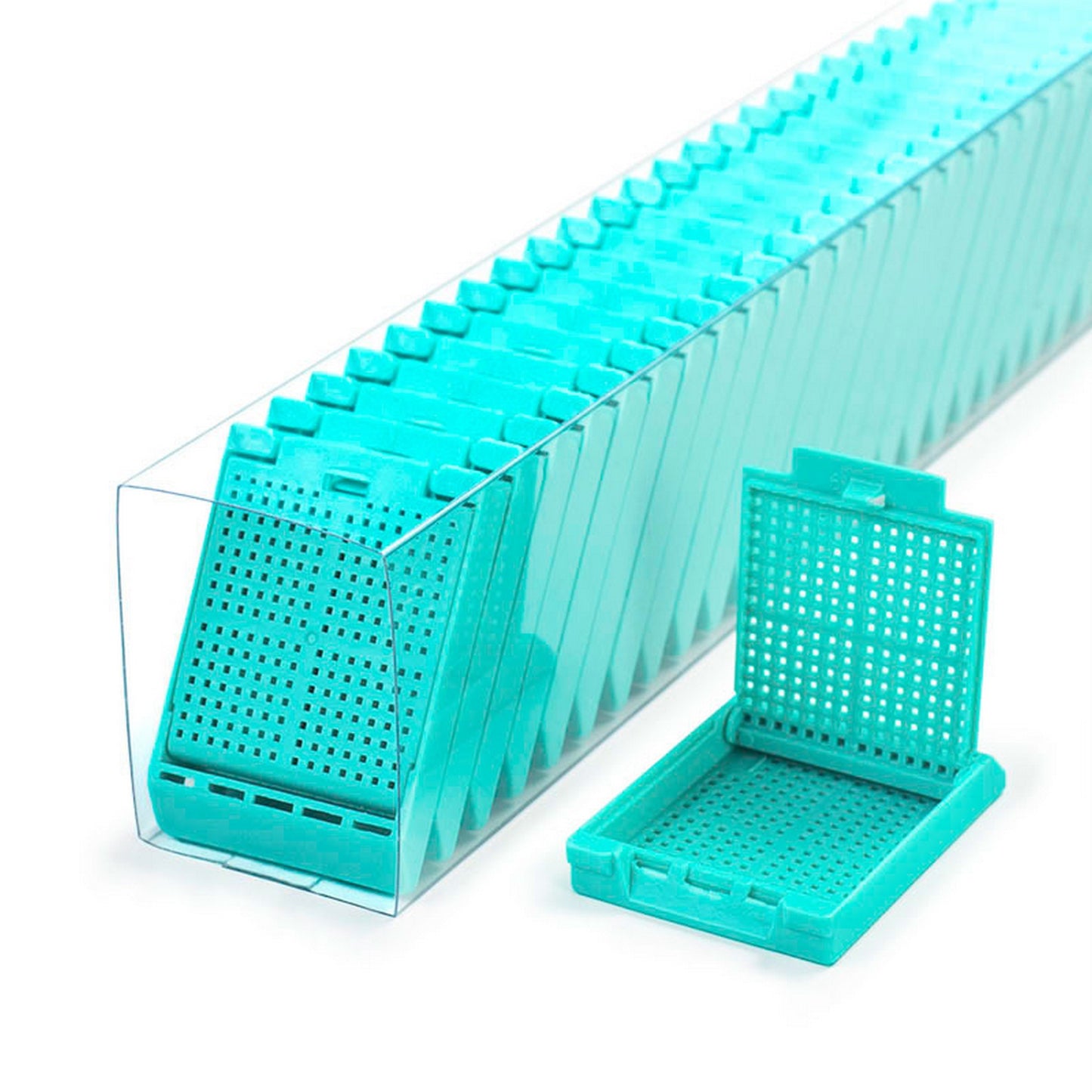 Slimsette™ Biopsy cassettes in QuickLoad™ sleeves, Aqua
