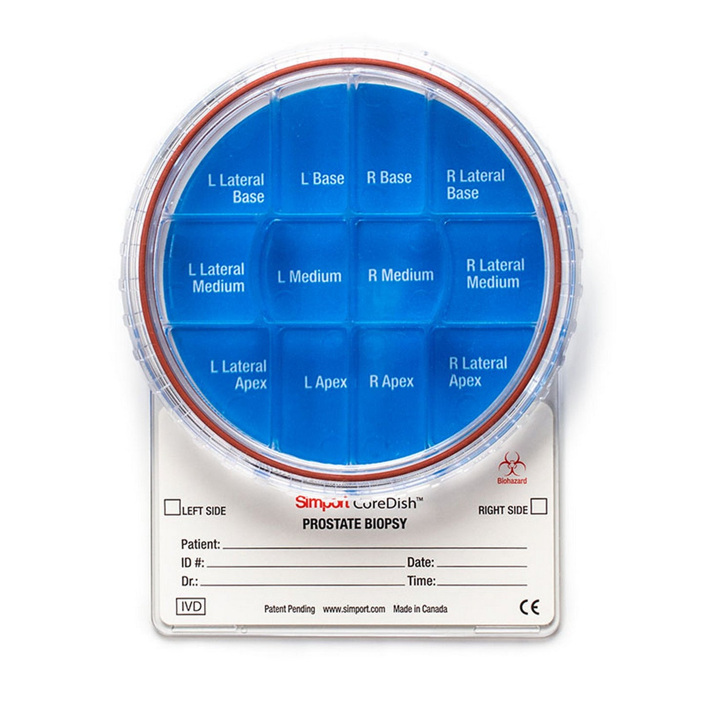 CoreDish® Prostate Biopsy container : Compartments - 12, Prefilled with Formalin