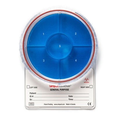 CoreDish® General Purpose biopsy container : Compartments - 5, Prefilled with Formalin