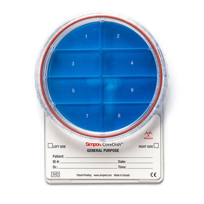 CoreDish® General Purpose biopsy container : Compartments - 8, Formalin - No Formalin