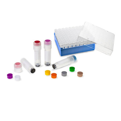 2D Barcoded Cryovial®, 2 mL, Self-Standing, External Thread, PP, with Natural PP Cap, Sterile