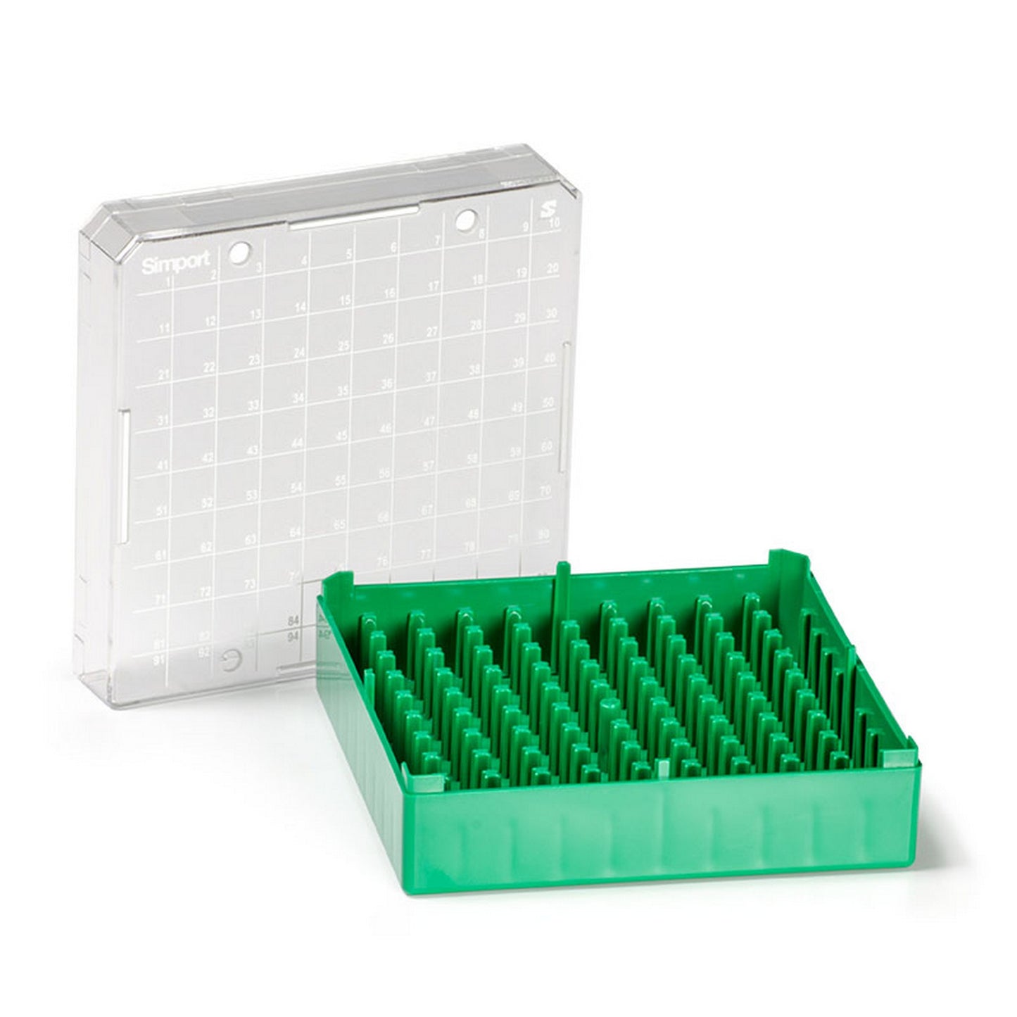 T314-2100 - Cryostore™ Storage Boxes for 100 cryogenic vials of 1 to 2 ml sizes, Green