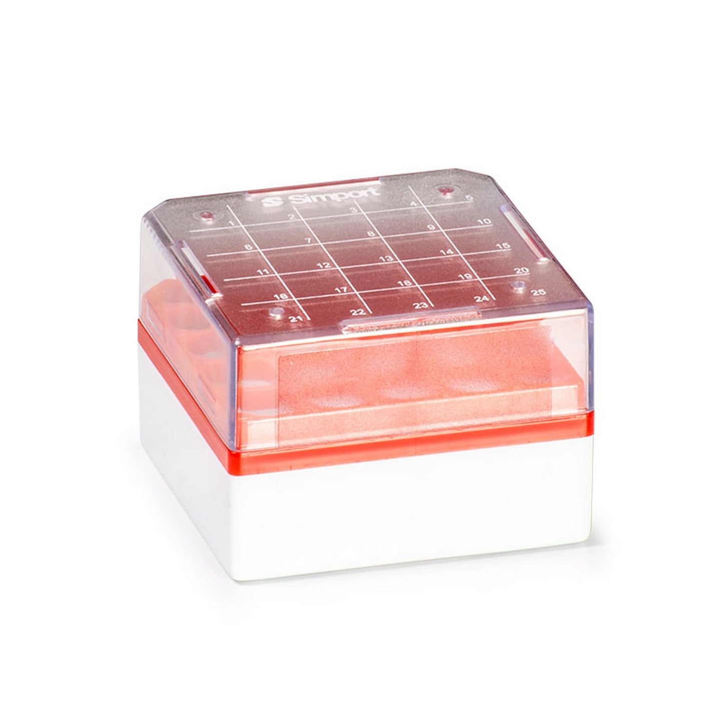 Cryostore™ Storage boxes for 25 cryogenic vials of 1 to 2 ml sizes, Red