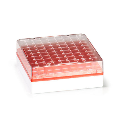 T314-281 - Cryostore™ Storage Boxes for 81 cryogenic vials of 1 to 2 ml sizes, Red